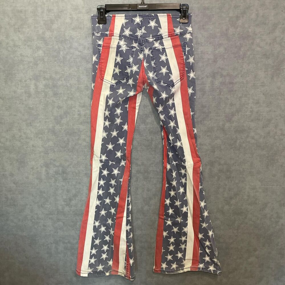 Free People Red, White, and Blue Star Flare Pants - Picture 7 of 8